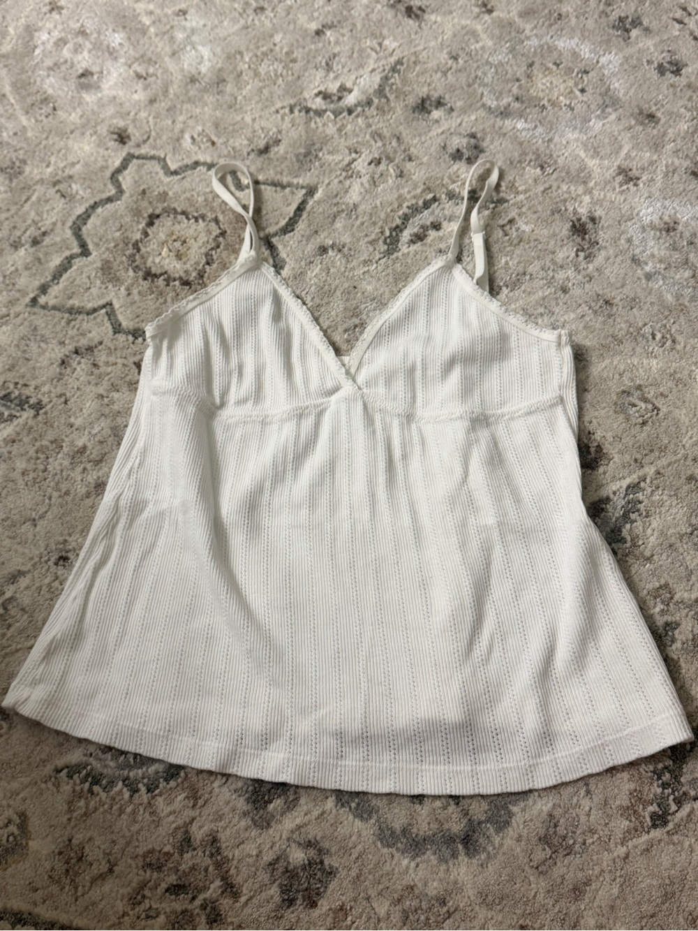 Brandy Melville Ivory Ribbed V-Neck Cami